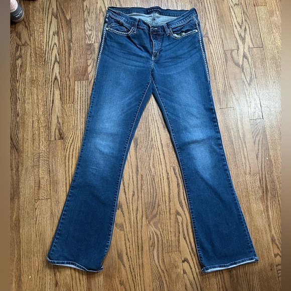 Rock & Republic Kasandra Jeans Womens 10 M Bootcut Whiskered Thick White Stitch - Picture 1 of 7